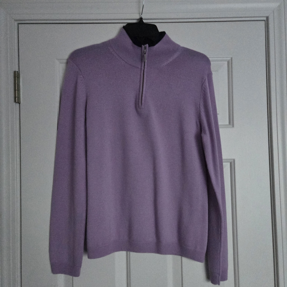 Brooks Brothers Lavender Merino Wool Half Zip Sweater Sz L